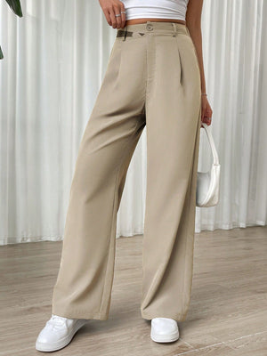 SHEIN Solid Wide Leg Pants - Negative Apparel