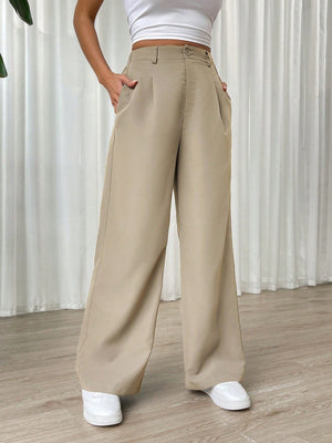 SHEIN Solid Wide Leg Pants - Negative Apparel