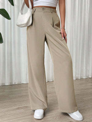 SHEIN Solid Wide Leg Pants - Negative Apparel