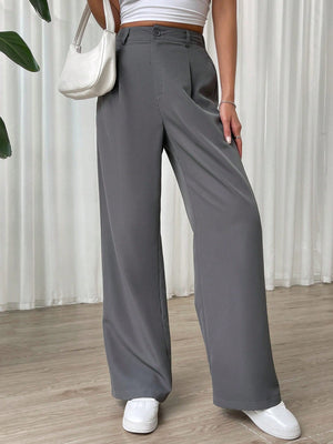 SHEIN Solid Wide Leg Pants - Negative Apparel