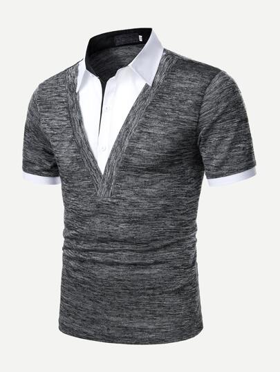 SHEIN Two-Piece Lapel Half-Sleeved Pullover Loose Casual - Negative Apparel