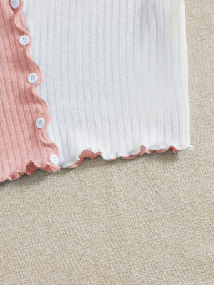 SHEIN Two Tone Lettuce Trim Tee - Negative Apparel