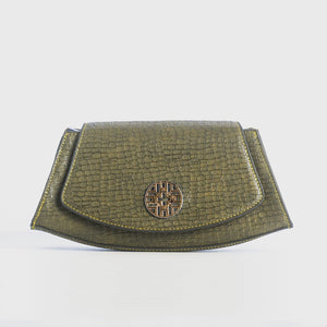 Snakeskin Pattern Flap Baguette Bag - Negative Apparel