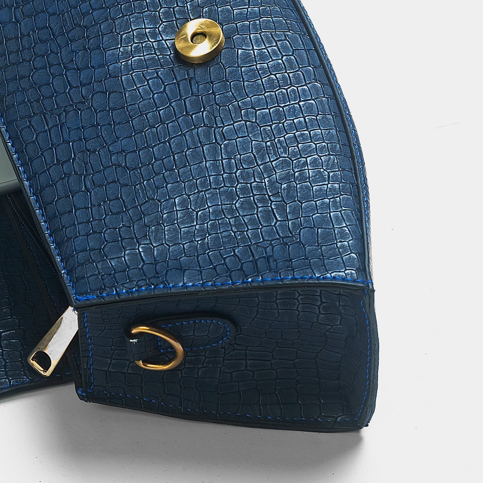 Snakeskin Pattern Flap Baguette Bag - Negative Apparel