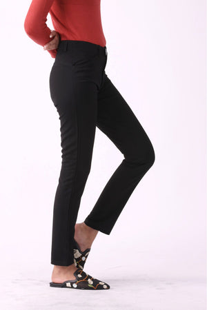 Solid Buttoned Slim Fit Carrot Pants - Negative Apparel