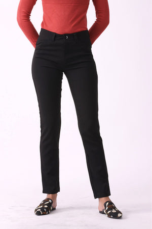 Solid Buttoned Slim Fit Carrot Pants - Negative Apparel