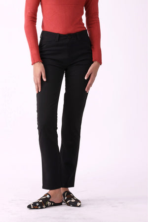 Solid Buttoned Slim Fit Carrot Pants - Negative Apparel