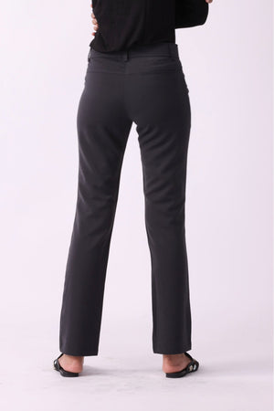 Solid Buttoned Straight Fit Pants - Negative Apparel