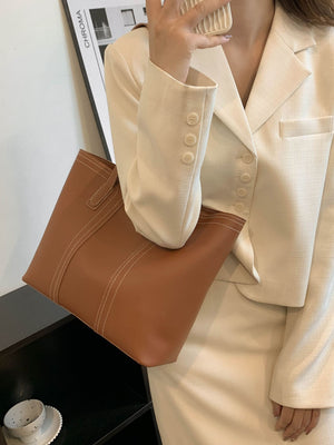 Stitch Detail Shoulder Tote Bag - Negative Apparel