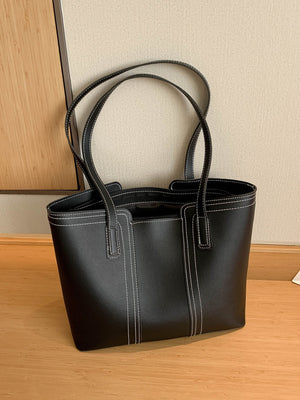 Stitch Detail Shoulder Tote Bag - Negative Apparel