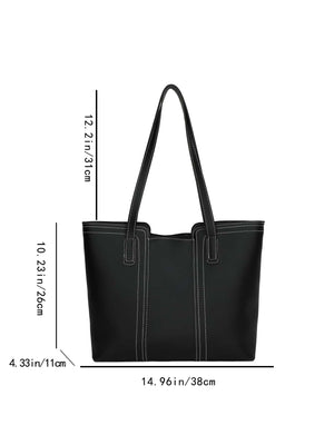 Stitch Detail Shoulder Tote Bag - Negative Apparel