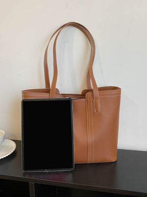 Stitch Detail Shoulder Tote Bag - Negative Apparel