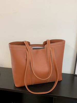 Stitch Detail Shoulder Tote Bag - Negative Apparel