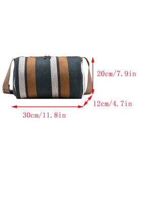 Striped Pattern Hobo Bag Medium Zipper - Negative Apparel