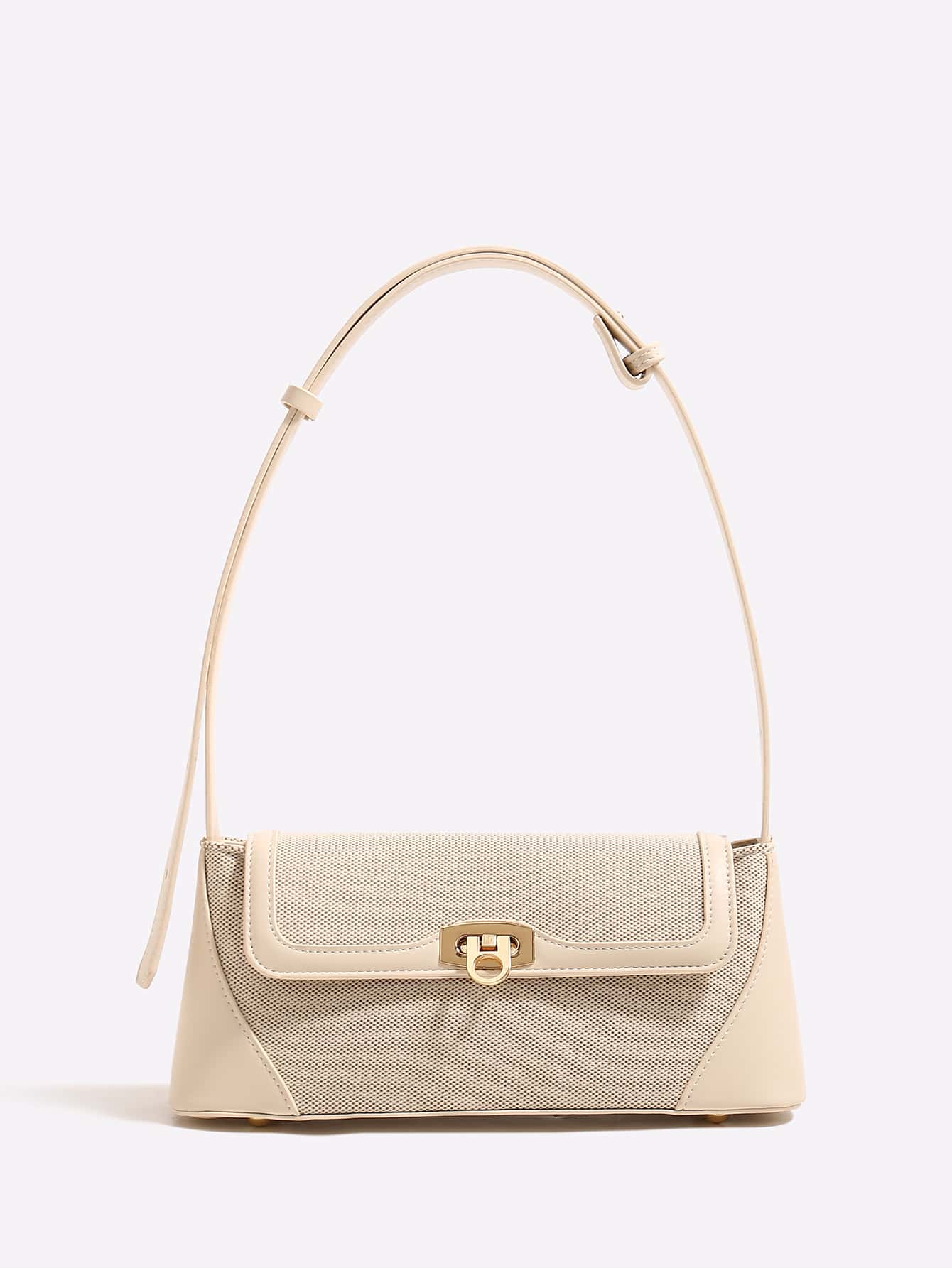 Two Tone Flap Baguette Bag - Negative Apparel