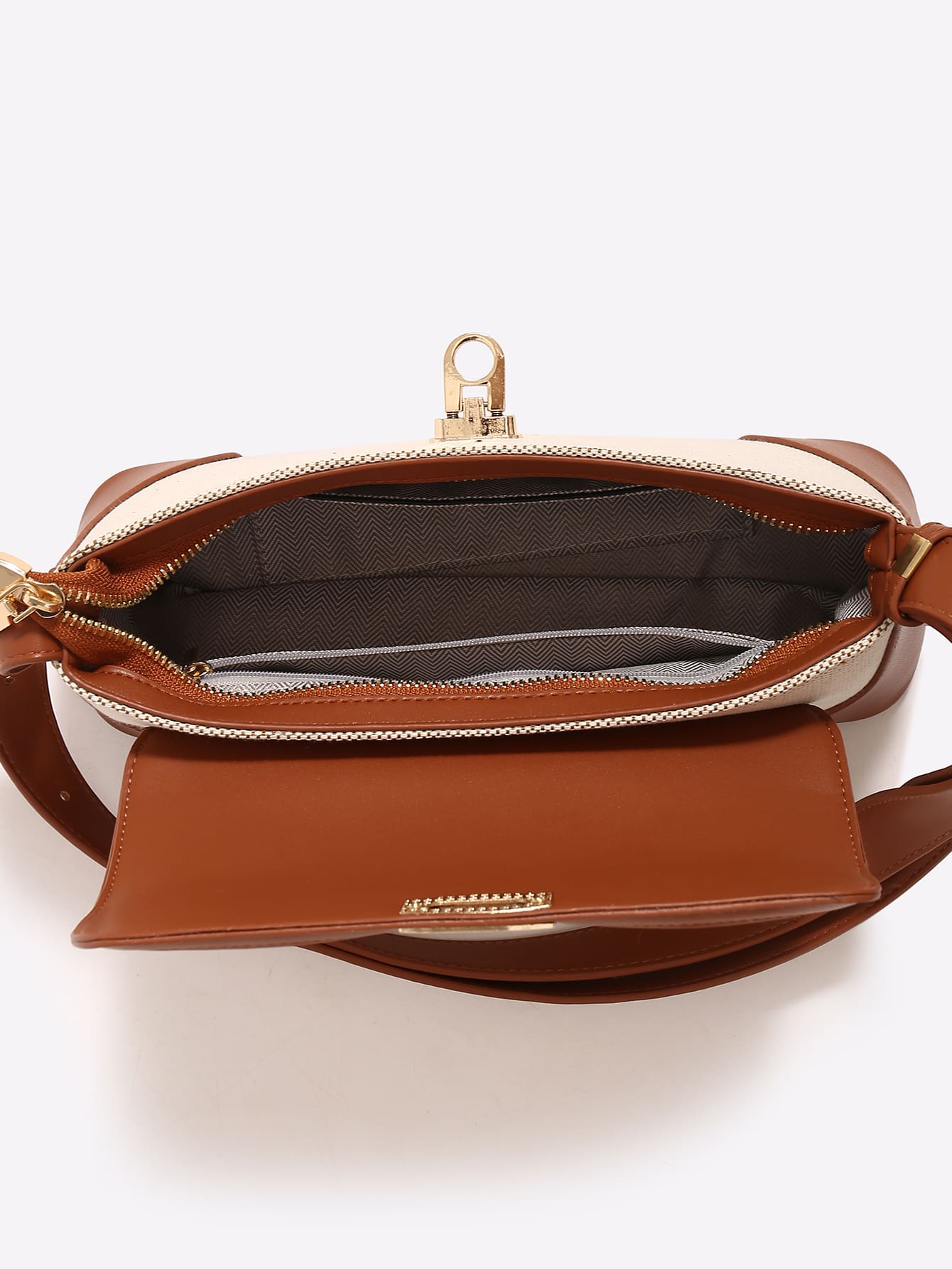Two Tone Flap Baguette Bag - Negative Apparel