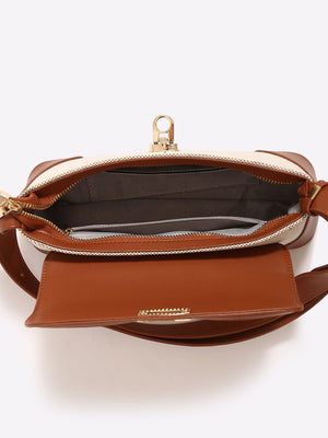 Two Tone Flap Baguette Bag - Negative Apparel