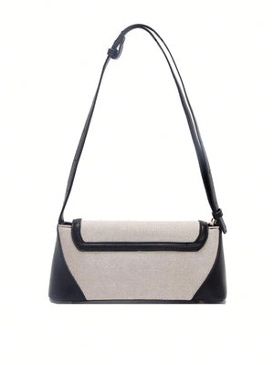 Two Tone Flap Baguette Bag - Negative Apparel