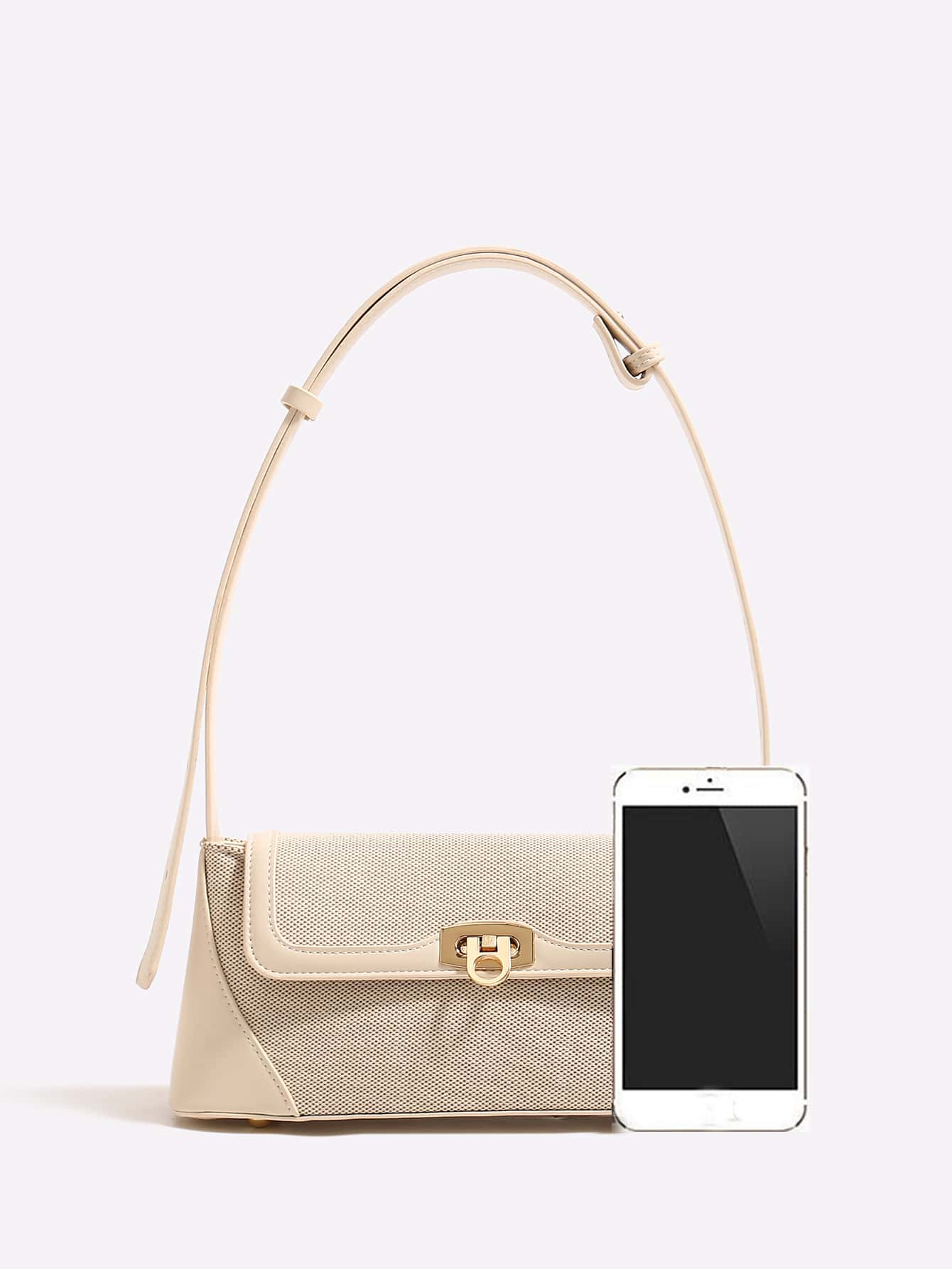Two Tone Flap Baguette Bag - Negative Apparel