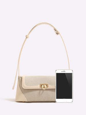 Two Tone Flap Baguette Bag - Negative Apparel