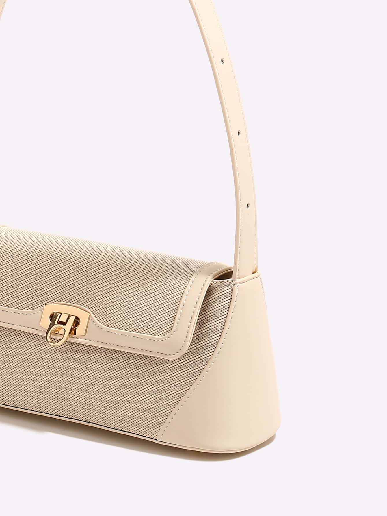 Two Tone Flap Baguette Bag - Negative Apparel