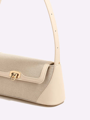 Two Tone Flap Baguette Bag - Negative Apparel