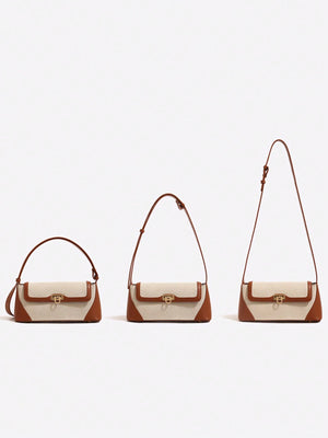 Two Tone Flap Baguette Bag - Negative Apparel
