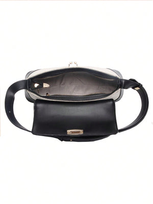 Two Tone Flap Baguette Bag - Negative Apparel