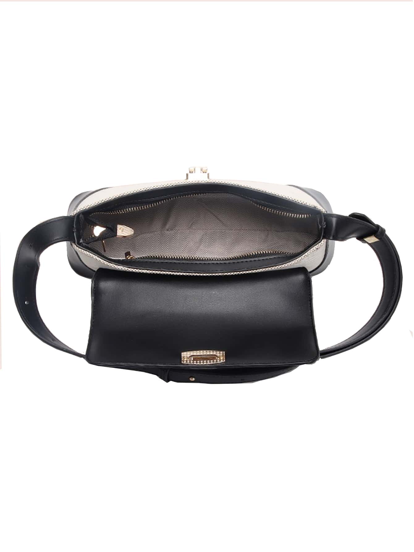 Two Tone Flap Baguette Bag - Negative Apparel