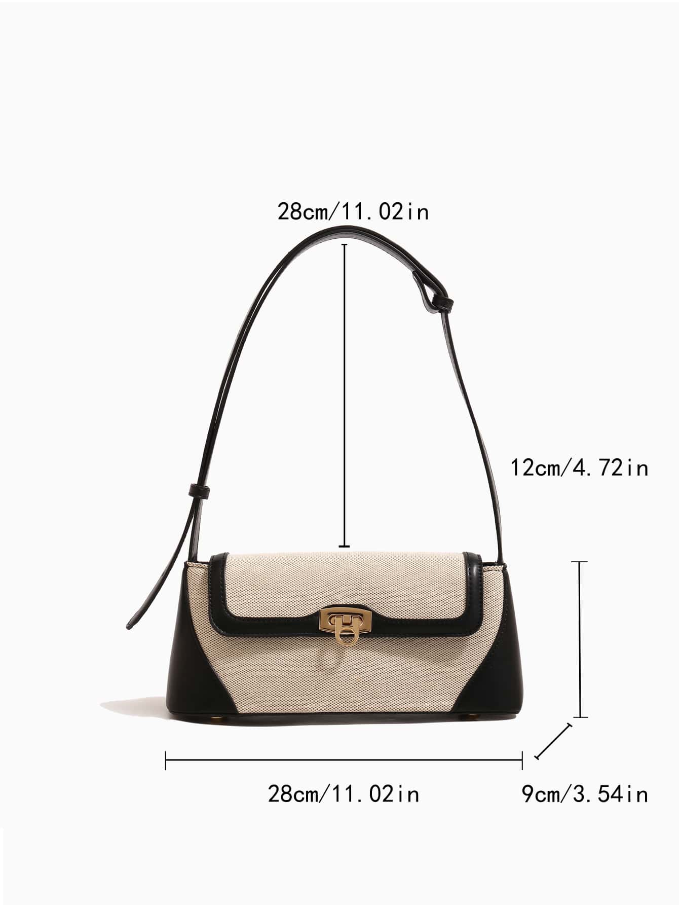 Two Tone Flap Baguette Bag - Negative Apparel