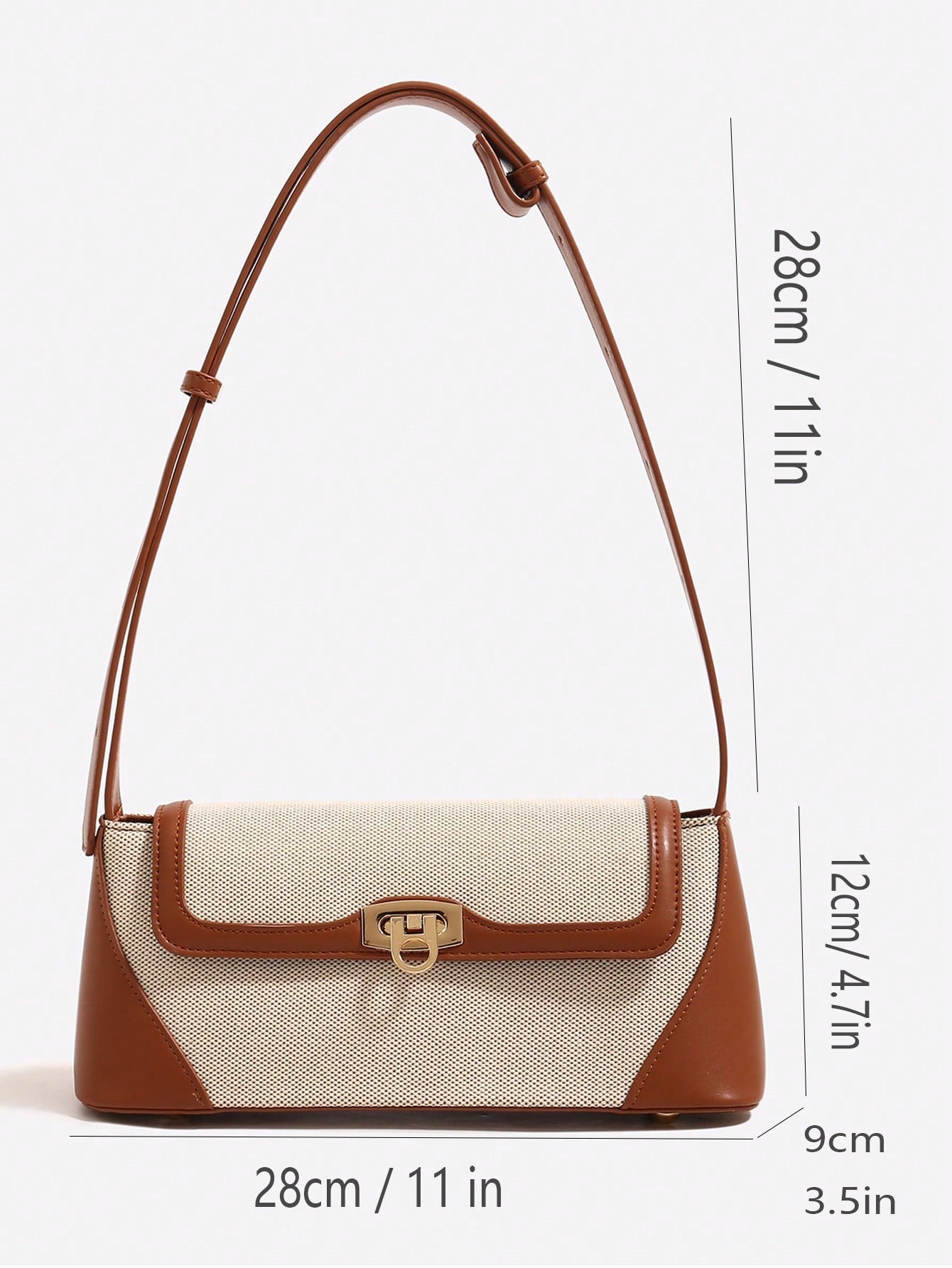 Two Tone Flap Baguette Bag - Negative Apparel