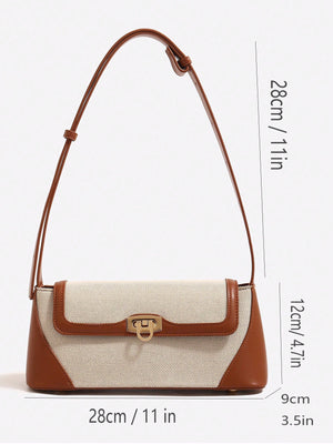 Two Tone Flap Baguette Bag - Negative Apparel