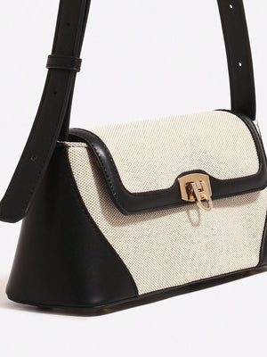 Two Tone Flap Baguette Bag - Negative Apparel