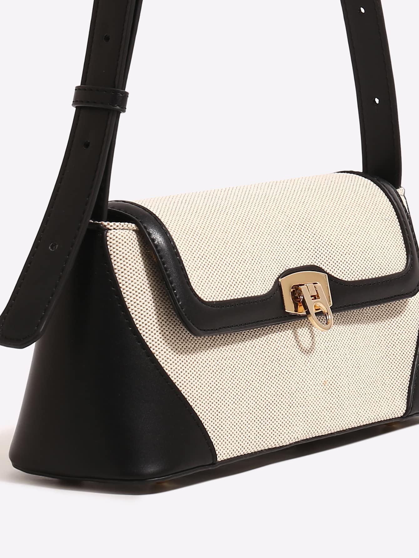 Two Tone Flap Baguette Bag - Negative Apparel