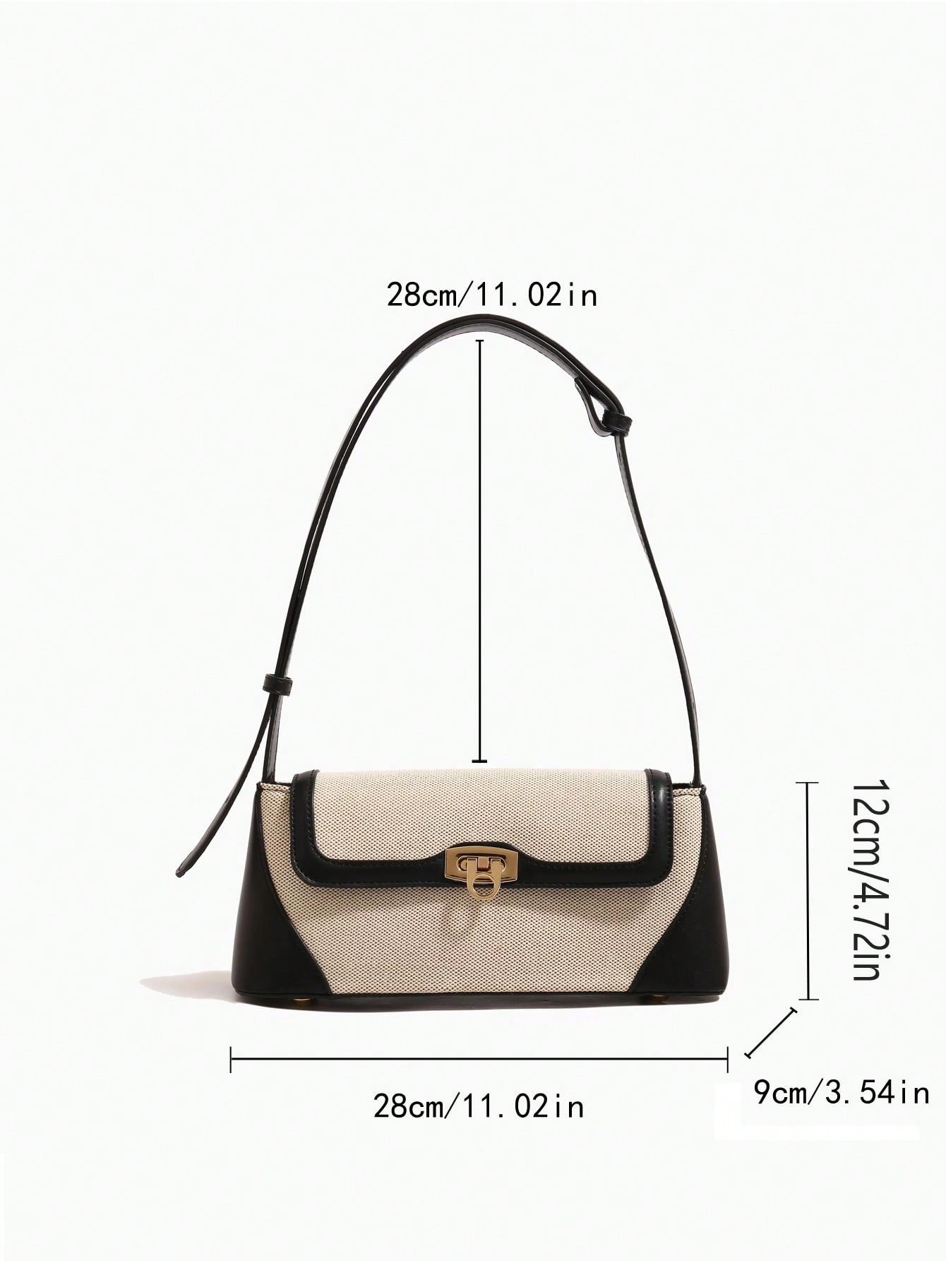 Two Tone Flap Baguette Bag - Negative Apparel