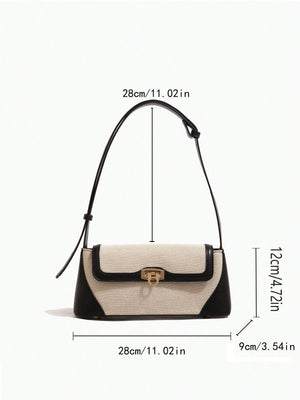 Two Tone Flap Baguette Bag - Negative Apparel