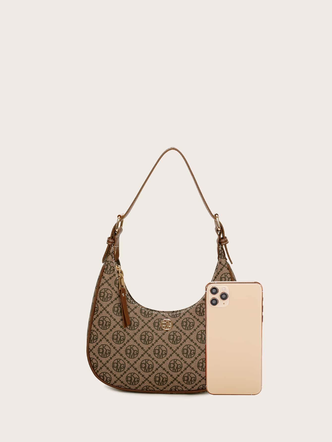 Vintage Retro Pattern Design Pu Zipper Closure Shoulder Bag - Negative Apparel