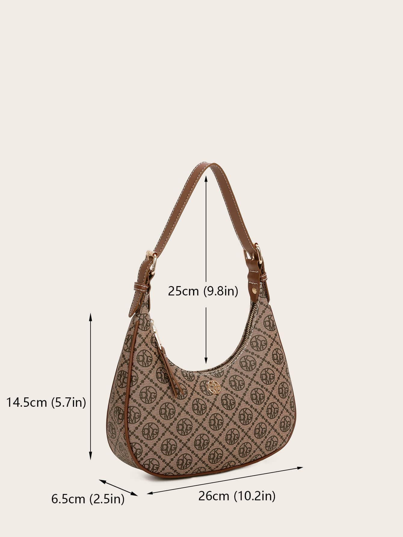 Vintage Retro Pattern Design Pu Zipper Closure Shoulder Bag - Negative Apparel