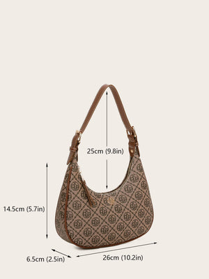 Vintage Retro Pattern Design Pu Zipper Closure Shoulder Bag - Negative Apparel
