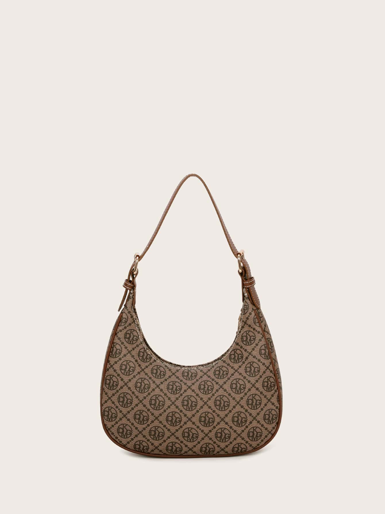 Vintage Retro Pattern Design Pu Zipper Closure Shoulder Bag - Negative Apparel