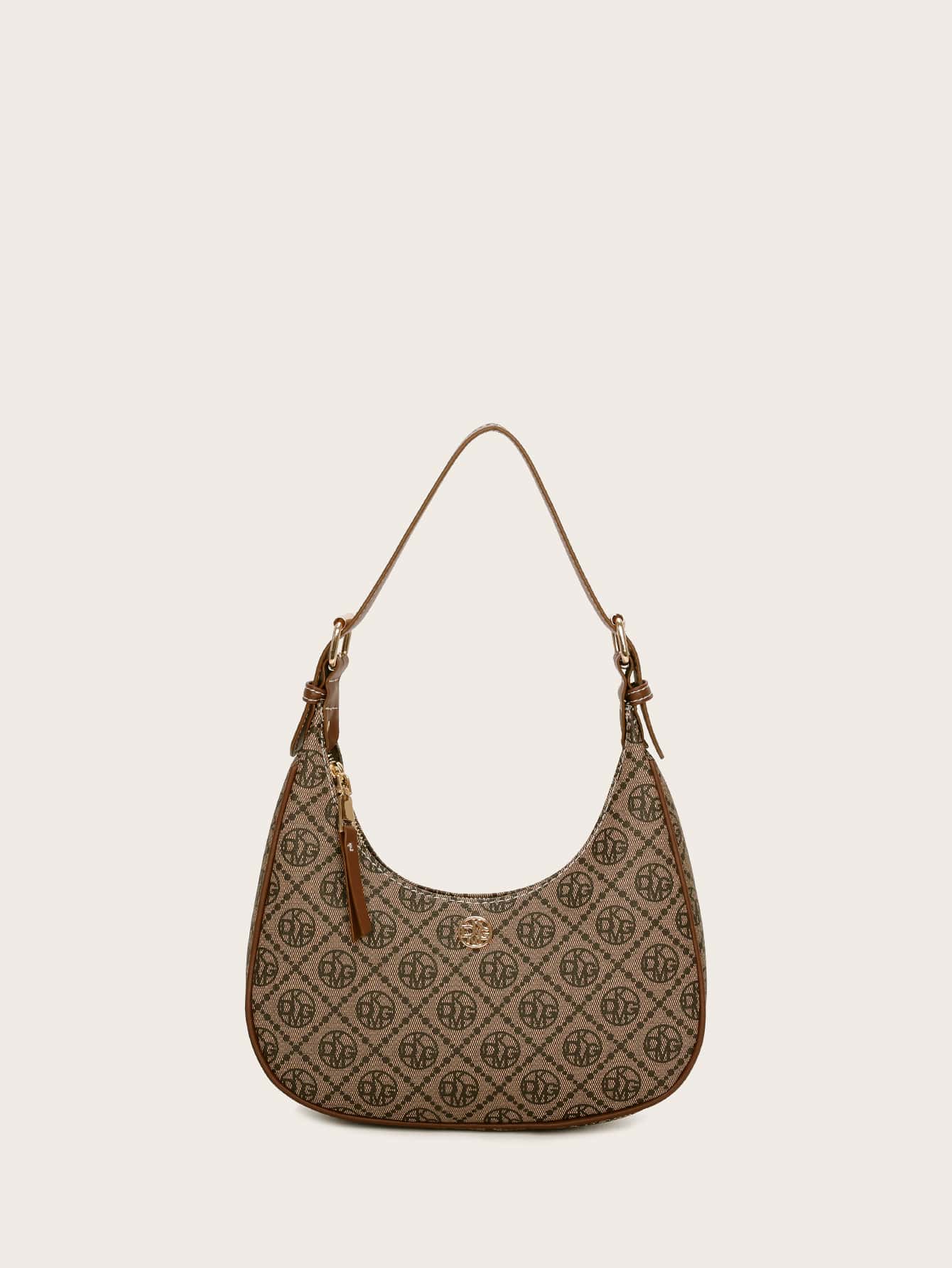 Vintage Retro Pattern Design Pu Zipper Closure Shoulder Bag - Negative Apparel