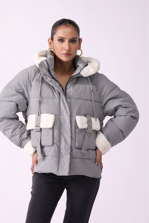 Women Hooded Puffer Jacket - Negative Apparel