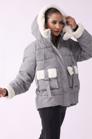 Women Hooded Puffer Jacket - Negative Apparel