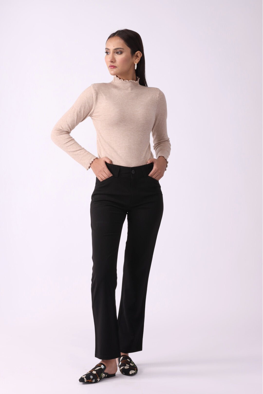 Women Mockneck Full Sleeves Shirt - Negative Apparel