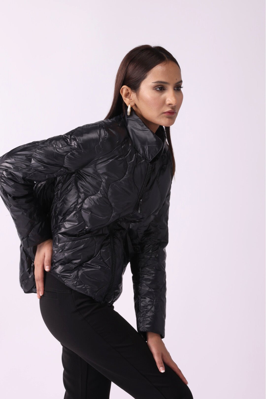 Women Padded Puffer Black Jacket - Negative Apparel