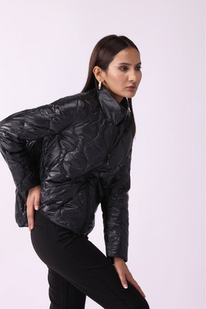 Women Padded Puffer Black Jacket - Negative Apparel