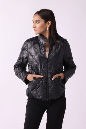 Women Padded Puffer Black Jacket - Negative Apparel