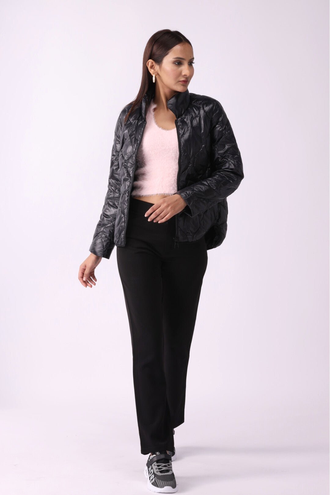 Women Padded Puffer Black Jacket - Negative Apparel