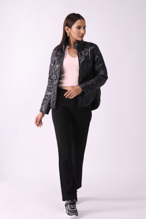 Women Padded Puffer Black Jacket - Negative Apparel