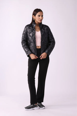Women Padded Puffer Black Jacket - Negative Apparel